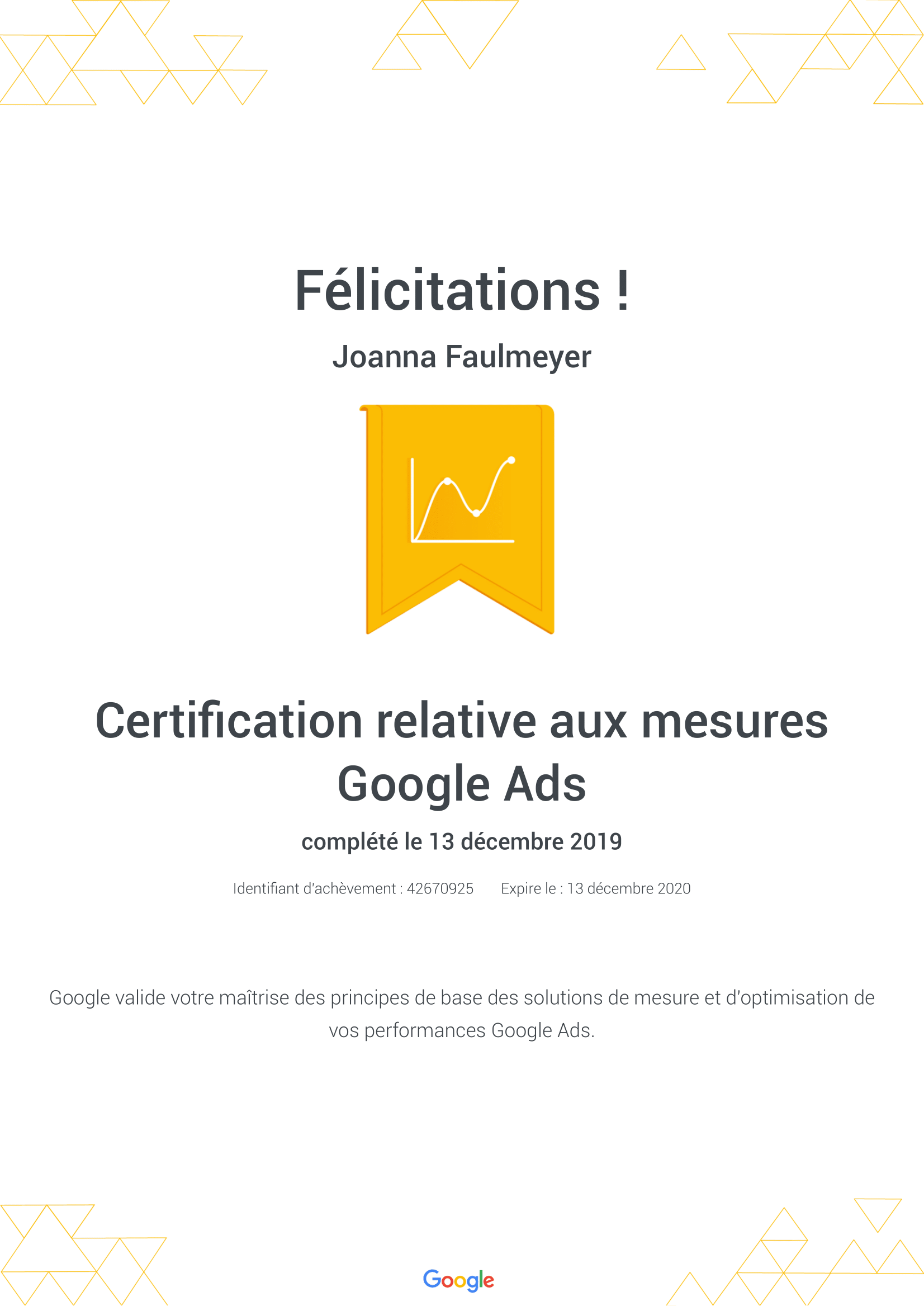 certification Google Ads - Mesures